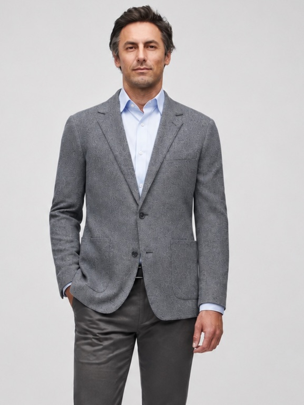 Bonobos Jetsetter Knit Blazer Italian Cotton Mens 44R Slim Fit Sport Coat Grey